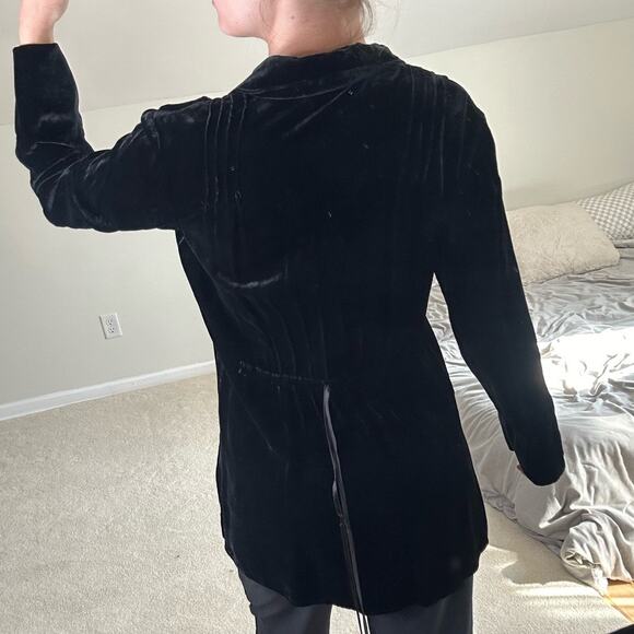 J.Jill: Luxe Velvet Black Velvet Pin Tuck Button Down Cardigan - Picture 2 of 5